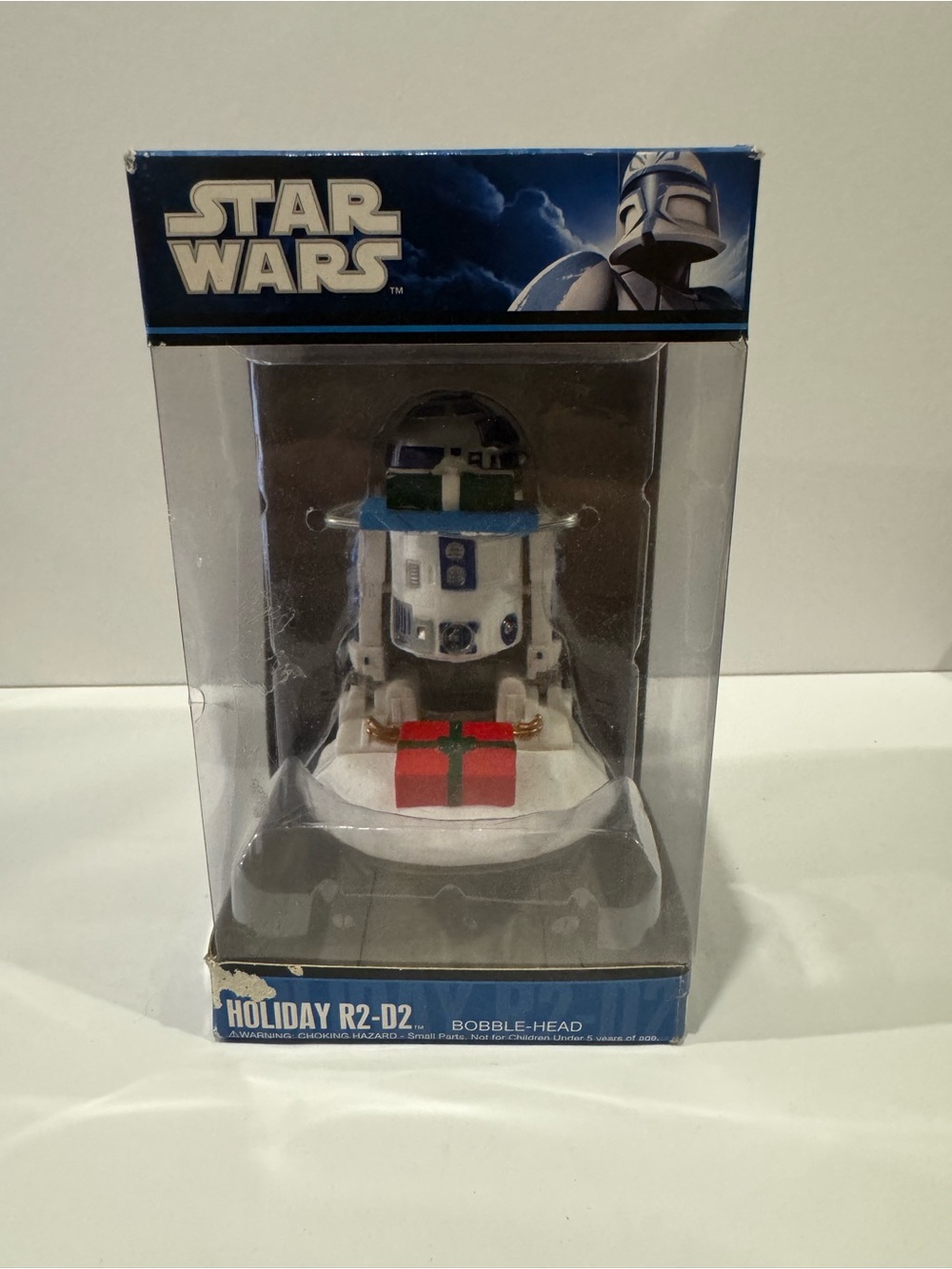 Star Wars Holiday R2-D2 Bobble-Head with Red Gift Accent - White and Blue